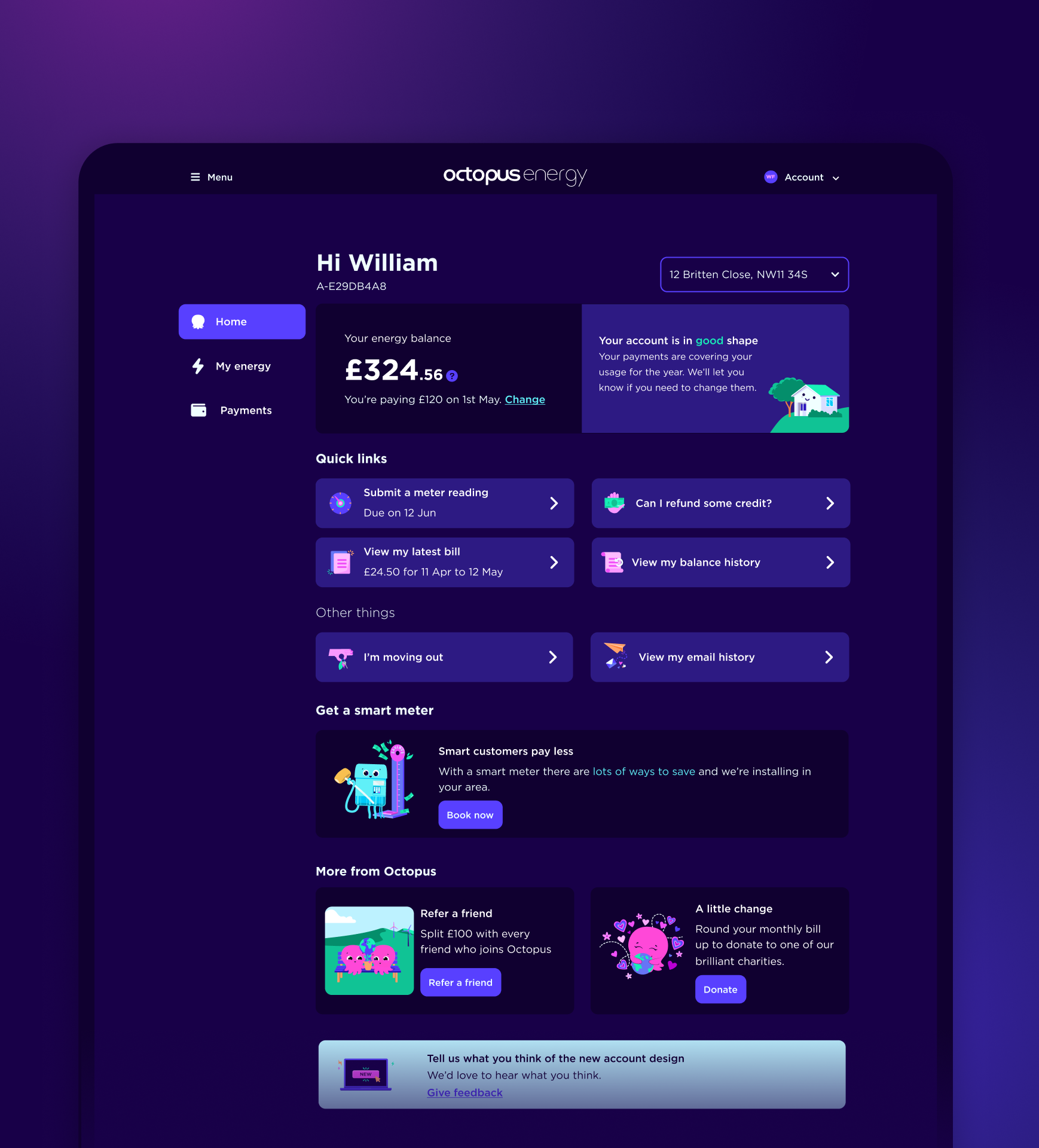 Screenshot of the new dashboard designs